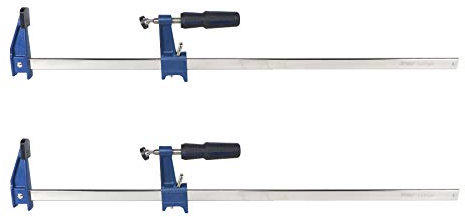 Set Taytools Medium Duty Adjustable Bar Clamps, Quick-Release Clutch Style American F Style, 2-1/2 Inch Throat Depth, Serrated Rail, Soft Grip Handle 450 Pounds Clamping Pressure (2, 24 inch)