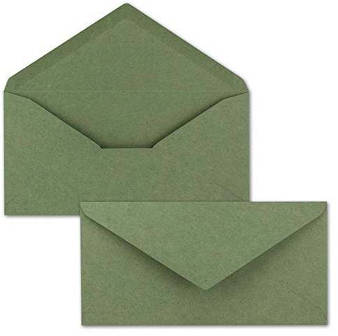 50x Kraftpapier-Umschläge DIN Lang - Grün - Nassklebung 11 x 22 cm - Brief-Umschläge aus Recycling-Papier - Vintage Kuverts von NEUSER PAPIER