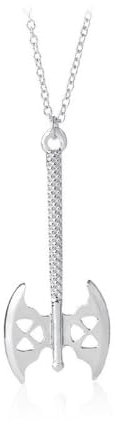 guodong Dwarf Gimlis Axe Necklace Tolkien Gimli Double Blade Axe Silver Color Pendant Viking Fashion Hot Movie Jewelry Men