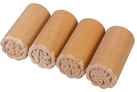 4PCS Wood cookie stamper Traditional Moon Cake Stamps Chinese cookie mould mooncake press Wooden Stamp Chinese mooncake mould wood chocolate cookie to bake 3d moon cake mold