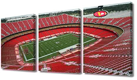 TUMOVO 3 Paneele Leinwand Kunstdruck Chiefs Sportdrucke Fußballspiel Kunstwerk Wanddekoration Heimbild für Schlafzimmer Wohnzimmer Kansas City, Missouri Gemälde Poster gerahmt fertig zum Aufhängen,