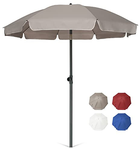 AMMSUN Parasol de terrasse inclinable de 2 m avec poteau en acier de protection UPF50+, idéal pour le jardin, la cour, beige