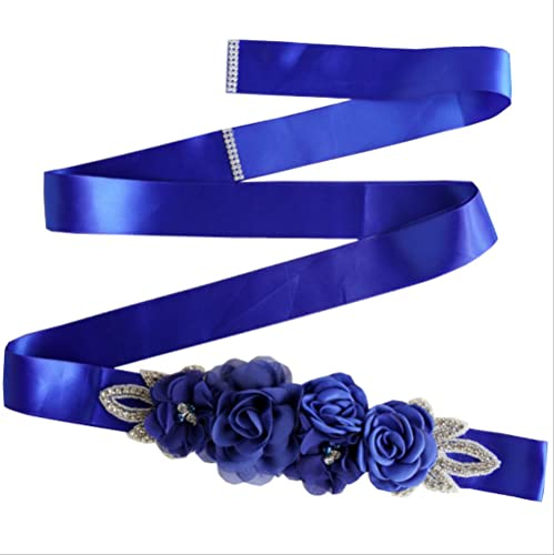 XRHYJK Gürtel für Damen Kleid Damen Blau Weiß Floral Blume Schärpe Strass Perlen Band Bund Brautband Kummerbund Hochzeit Abendkleid Taillengürtel