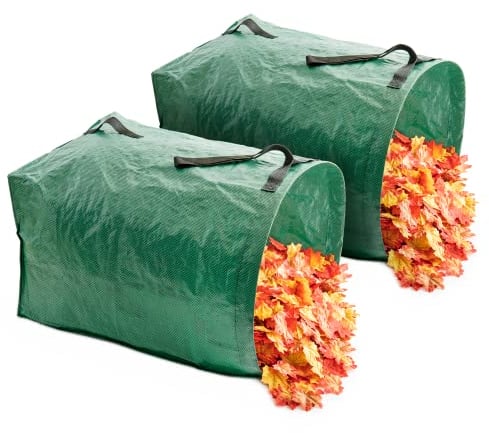 MEKKAPRO Sacs de Jardin - Lot de 2 - Sac à Feuilles Pelouse Déchets Verts Durable avec Poignées Renforcées Robuste - Poubelle pour Débris Végétaux Jardinage Pliable 200 Litres