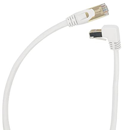 RHCXCYTJ Cat6 Ethernet Cable 90 Degree Downward Right Angle, Cat 6 Right Angle Ethernet Cable for PC,Router,Modem,Printer,TV Box,24 AWG FTP Cat6 Network Cable White (UP Angle, 3.3 FT)