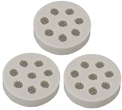 YUMILI Moldes para hornear, 3 piezas Molde de silicona Forma de frambuesa Fácil desmoldar Molde para hornear gris suave y flexible para bricolaje Pastel Fondant Chocolate
