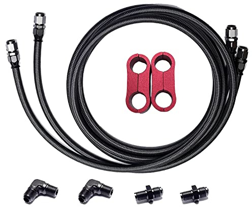 6AN Getriebe-Kühlerleitungen PTFE-Schlauch, 2,1 m, Reparatur für 4L60 700R4 TH350 TH400 CBC350 3L80, E85 Nylon und Edelstahl geflochtene Armaturen