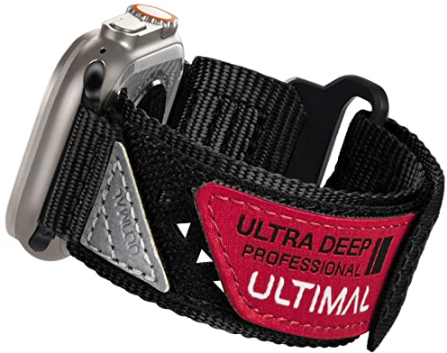 ULTIMAL Armband Kompatibel mit Apple Watch ultra 2/ultra für Männer, Klettverschluss-Design,Robustes Nylon Woven Loop Armband, Hohlraum-Design, Für 49mm(Schwarz)