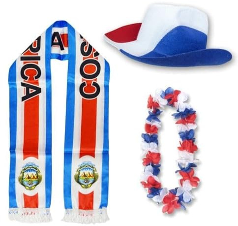 Sonia Originelli Fan-Set Costa Rica Fan-Set 1 XL - Costa-ricanische Fanartikel EM WM Fußball Party Karneval