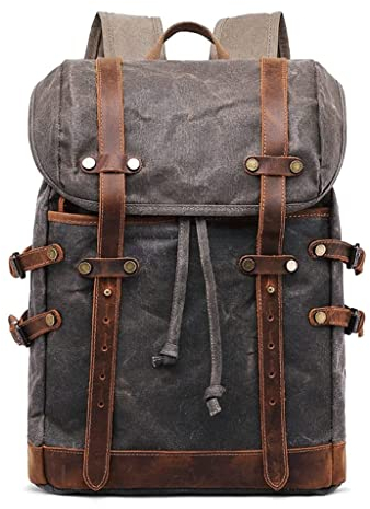 LIOONS Premium Rucksack Rucksäcke aus gewachstem Segeltuch für Herren, Neue Business-Laptop-Rucksäcke, Teenager, Schule, Freizeit, Tagesrucksack, Outdoor-Reiserucksack Laptop-Tasche