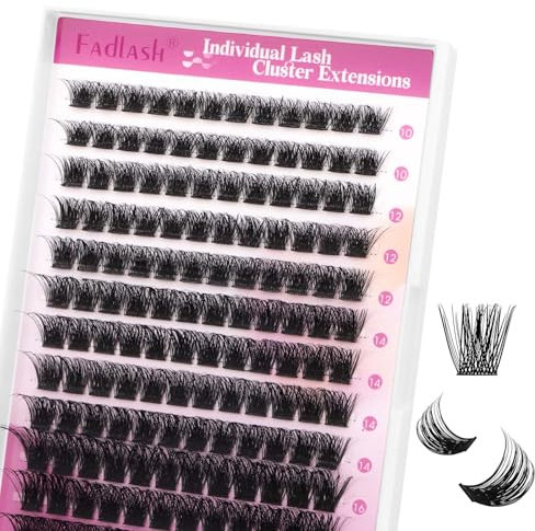 FADLASH 2024 Version Natürliche DIY Wimpernverlängerung (J02-0.07D,10-16MIX) Wiederverwendbar D Curl 0.07mm Lashes Cluster Extension für Anfänger Einzelne Wimpern Einzelne zu Hause