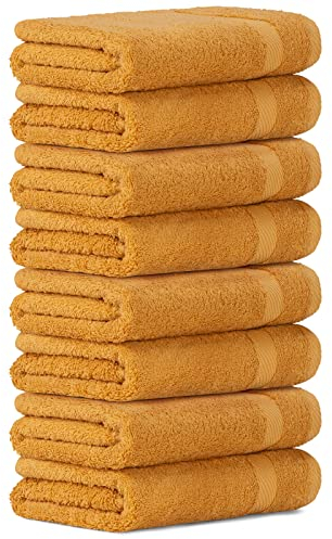 Luckytowel Handtücher Set 50x100 cm groß aus 100% Baumwolle, Handtuch Set mit 600g/m² Oeko-Tex Frottee Handtuchset als 8er Pack in Gold