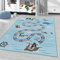Ayyildiz Kinderteppich Spielteppich Hüpfkästchen Meer, Seemann, Piraten, Schiff Motiv, rechteckig, Höhe 8 mm, Kurzflor, Größe:80 x 120 cm, Farbe:Blau