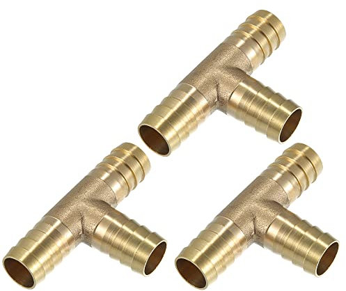 QUARKZMAN 3 pcs 14mm 0.55 Laiton Voiture Barbelure Tuyau Raccord T Forme 3 Chemins Connecteur