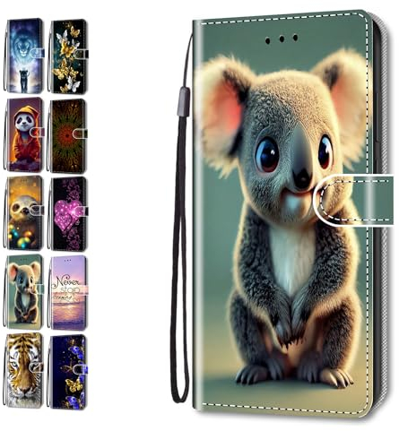 Hülle für Samsung Galaxy S10 Plus S10+ Muster Pattern Tier Blume 3D Print Design Leder Tasche Flip Case Mädchen Jungs Cover Handyhülle - Koala