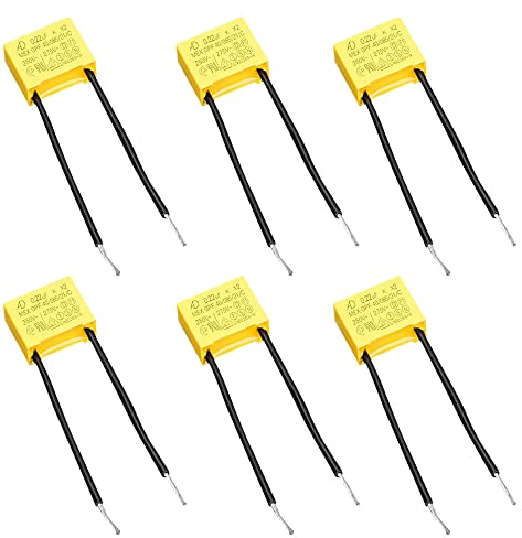 BouGPeng 6 Stück Entstörkondensator Radial 0,22 µF 275 V AC X2 Radial LED Entstörer Kondensator bei Blinkenden Sicherheits Kondensatoren Nicht Ausgehenden LED Lampen Entstörkondensator