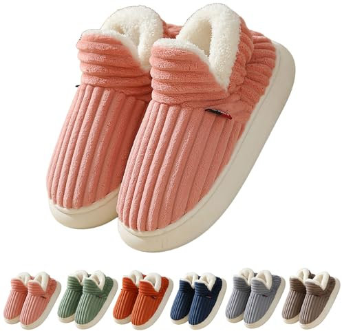 Chaussons Femme Hiver Chaud, Chaussons Chauds Et Douillets En Forme De Nuage Pour Homme Et Femme, Pantoufles D'Hiver Chaudes Et Pelucheuses Pour La Maison (40-41,Pink)