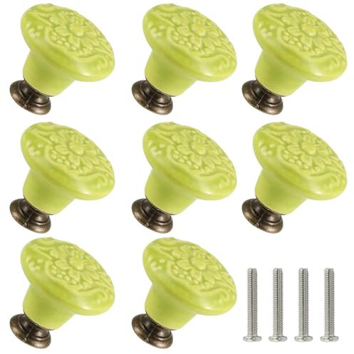 Zernmiarder Sage Green Ceramic Knobs 20 Pack Flower Drawer Pulls Vintage Cabinet Knobs - Antique Dresser Pulls with Screws for Closet Drawer Cupboard Cabinet and DIY Home Project