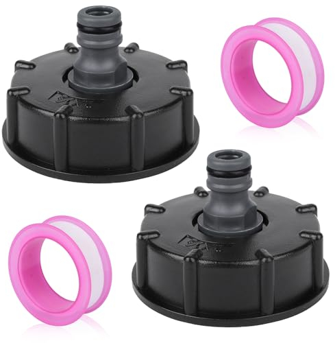 RNHDLY 2 Stück IBC Tankdeckel Adapter, IBC Adapter Kappe, 1/2 Schnuller Ventiladapter mit Innengewinde, IBC Adapter S60x6 für Gartenschläuchen, IBC-Wassertanks