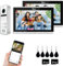 Videocitofono 1080P, campanello a 2 famiglie, display touchscreen da 10, supporto di sblocco, citofono bidirezionale, rilevamento del movimento (bianco)