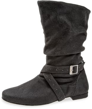 Diamant Damen Tanzstiefel 202-005-615 - Microfaser Schwarz - 1,2 cm Micro-Heel - Rauledersohle - Made in Germany