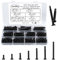 FandWay 205Pcs Self Tapping Screws for Metal,M4.2 Self Drilling Screws for Steel,Countersunk Head Tek Screw,Flat Head Sheet Metal Screw Black Oxide for MetalWork Aluminum Wood Plastics.