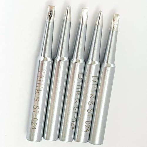 Diliks ST-D24 Lötkolbenspitzen, Keilspitze, R2,4 mm/0,5 mm x 18,2 mm, 5 Stück