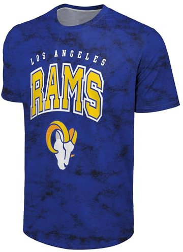 FOCO NFL Herren-T-Shirt, offizielles Lizenzprodukt, großes Logo, Wordmark, Camouflage, Game-Day, Team-Farbe, Rundhalsausschnitt, Los Angeles Rams – Blau, M