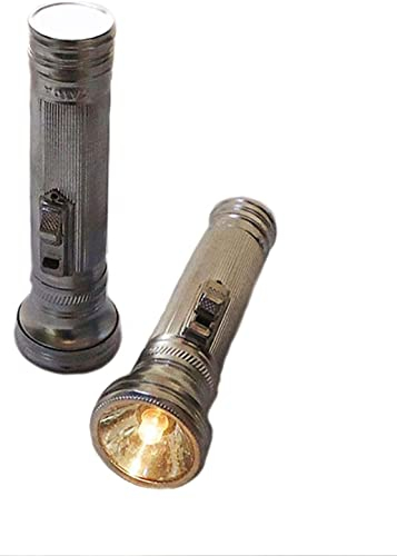 Linterna eléctrica de mano Nostalgia Flashlight, Nostálgico Antiguo vintage, Linterna Antigua Nostálgico Simple Hierro Exterior Hogar Portátil Hoja de hierro Dos baterías de dos tamaños Antigua Fl