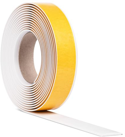 Quest Übergangsprofil PVC 35 mm selbstklebend - Weiß, 5 m | Flexible Übergangsleiste und Abdeckleiste für Türschwellen, verbindet Fliesen, Holz & Laminat, schützt vor Feuchtigkeit