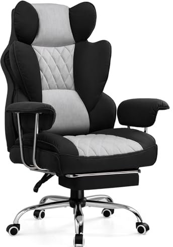 GTPLAYER Gaming Chair, Executive Office Desk Ergonomic Computer Chair with Footrest Heavy Duty High Back Lumbar Support Home Recliner Swivel Chairs (Black-Grey)