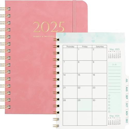 2025 A5 Terminplaner mit Softcover, Studienplaner 2025, (Jan.2025-Dez.2025) mit FSC®-Zertifiziertem Papier, für Studenten Schülerkalender, Schüler-Tagebuch, Schülerplaner, Hausaufgabenheft-Rosa