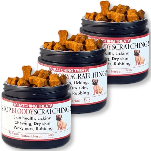 Stop Bloody Scratching - Allergy Relief Dog Treats for Itchy Skin, Paws, Eyes & Ears - Stops Scratching, Licking & Chewing - Quick Relief in 30 Days - Salmon Oil & Omega 3 - For all Dogs. Value 3-Pack