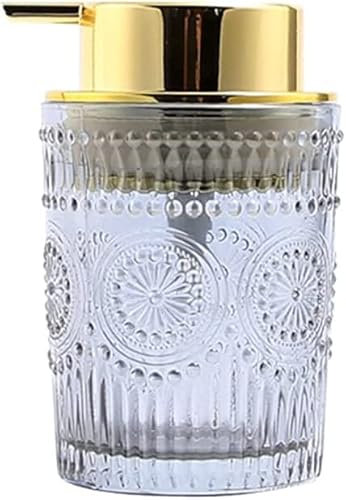 Foaming Soap Dispenser Glass Pump Bottle Transparent - Hand Soap Dispenser compatible with Liquid Dish Soap, Lotion, Detergent - Grey Transparent