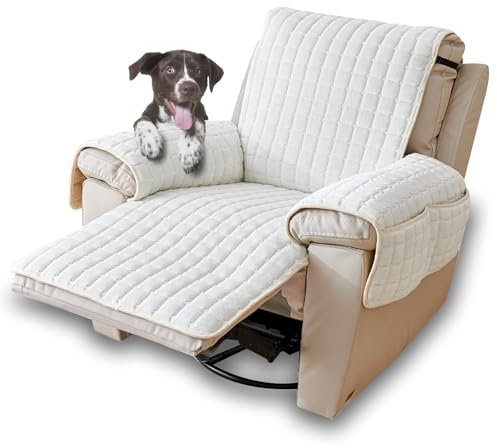 CFPLeHiYS Sesselschoner Relaxsessel Sesselüberwurf mit Armlehne Sesselauflage Anti-Rutsch Fernsehsessel Schonbezug Sofa Armlehnenbezüge Sesselbezüge für Haustieren Hund(Natur,1 Sitz (53 * 190cm))