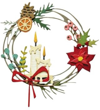 Weihnachtskranz-Stanzschablonen für Kartenherstellung, Scrapbooking, Weihnachtsblätter, Kerzen, Weihnachtsstern, Stanzschablone, Girlande, Metall, Weihnachten, gestanzt, Auto-Kerzenartikel,