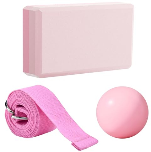 ELUBLU 1 StüCk Yoga Block,Hochdichter Eva Schaum Yogablock,Rosa Yoga Set,Mit Aufblasbarer Pumpe Pilates Ball,Rutschfester Gymnastikball Klein