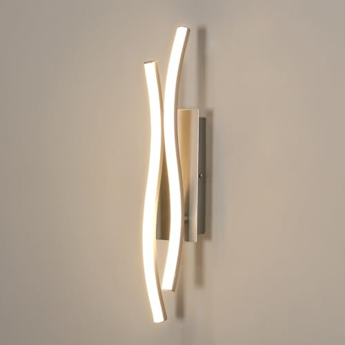 Comely LED Wandleuchte Innen, 14W 1575LM Moderne Wandleuchten, Aluminium Beleuchtung Wandlampe für Wohnzimmer, Schlafzimmer, Treppenhaus, Warmes Licht 3000K, Silber, 41cm
