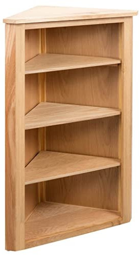 ShGaxin Eckregal, Bücherregal, Esszimmer Deko, Eckbücherregal, Eckschrank, Leiterregale, Ecke Dekoration, 59 x 36 x 100 cm Massivholz Eiche