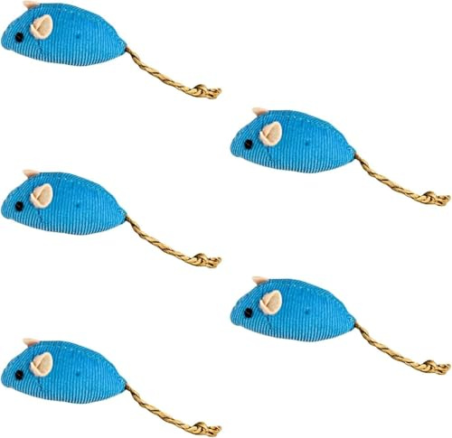 Wpppan 5 giocattoli con erba gatta blu, palline giocattolo con erba gatta, giocattolo a forma di topo interattivo leggero alleviare la noia giocattolo per dentizione per animali domestici forniture