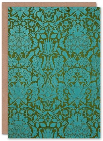 Artery8 William Morris Art Card Floral Pattern Blue and Green