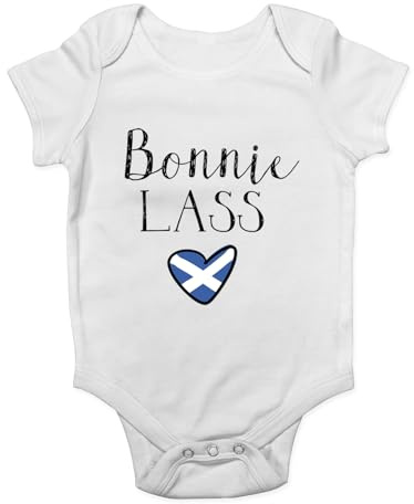 Shopagift Bonnie Lass Scotland Scottish Flag Love Heart Baby Vest Bodysuit Boys Girls