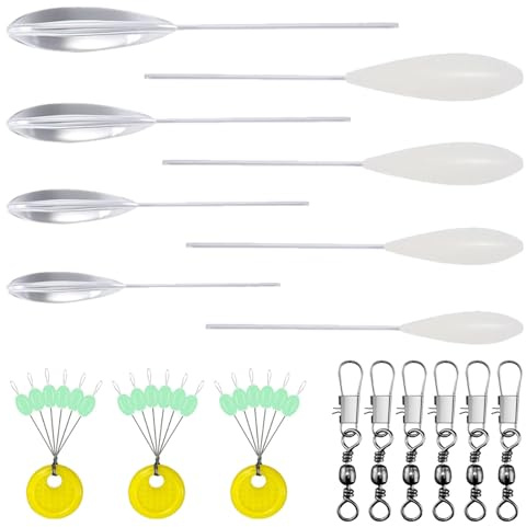 17 Stück Sbirolino Forellen Set für Forellenköder, 4X Sbirolino Schwimmend 4X Spirolino Sinkend(8g 10g 15g 20g), 6X Dreifachwirbel und 3X Schnurstopper Angeln, Für Meeresangeln, Outdoor-Fischen