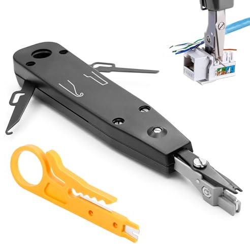 2Pcs LSA Auflegewerkzeug, LSA Plus Anlegewerkzeug Krone, Netzwerk Werkzeug für RJ45/RJ11, Cat6/6A/7, Patchfelder, Netzwerk- & Unterputzdosen – Datenauflegewerkzeug mit Haken, Klinge & Drahtschneider