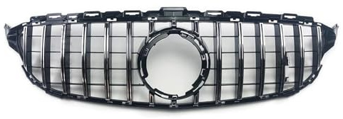 Frontstoßstangengitter Für GT Stil Frontschürze Grill Für Mercedes Für W205 S205 Für Benz C C205 C180 C200 C250 C300 C260 2014-2021 Kühlergrille(19-21 Chrome Silvery)