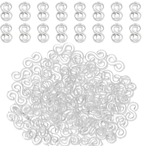 Hedayu 800 Pcs S Clips for Loom Bands, Loom Band Hooks, Transparent S Shaped Rubber Bracelets Connectors, Loom Band Connectors Refills Kit for Necklace Jewelry Handcrafts DIY Making