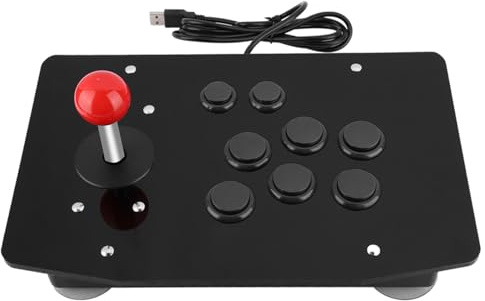 OPSDKVKS Joystick per giochi con 8 pulsanti, controller di gioco USB, stile culla nero con pulsanti cliccabili 3D per PC e gaming retrò, braccio joystick da 7 cm per un gioco