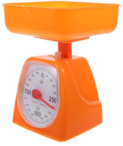 Healeved Balance Cuisine Mécanique 1kg Avec Plateau Amovible Orange | Lecture Facile Sans Pile, Cadran Rétro Précis 5g, Plateau Lavable, Idéale Cuisine Maison Pâtisserie