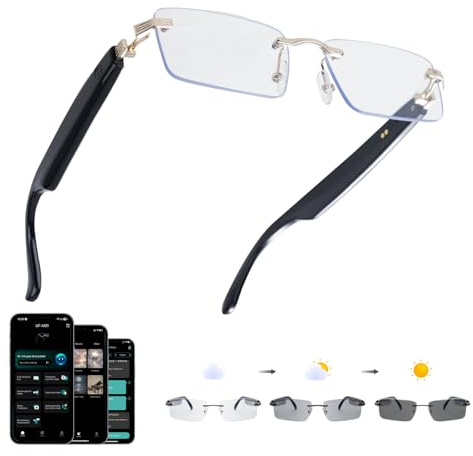 GenXenon AI Smart Glasses, Randlose Smart Brille mit Offenen Lautsprechern