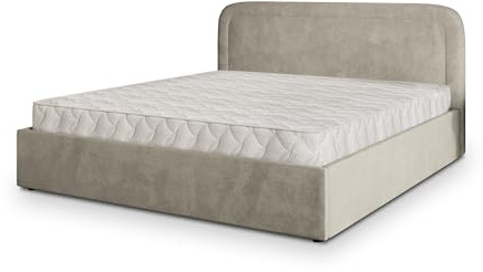 Masseno Polsterbett BENIRA K 200x200 cm, Doppelbett, Bettkasten, Stauraum, Lattenrost Und Kopfteil - Beige, Paros 02